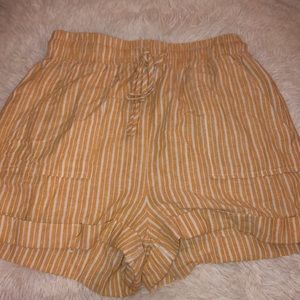 Yellow and white striped beachy shorts